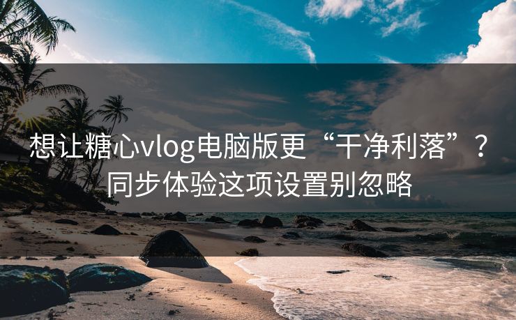 想让糖心vlog电脑版更“干净利落”？同步体验这项设置别忽略